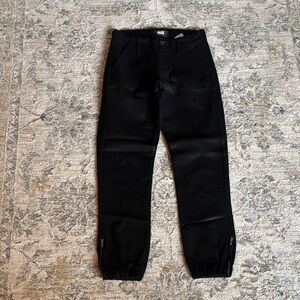 PAIGE Black Wax Coated Jogger Jeans with Ankle Zippers
